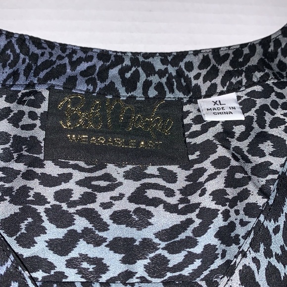 Bob Mackie Wearable Art Vintage Leopard Print Button Blouse Size XL - Picture 4 of 6